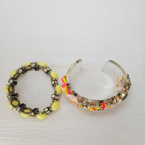 J. Crew FUN FLORAL AND CRYSTAL Lucite Cuff Bracelet - Picture 9 of 9